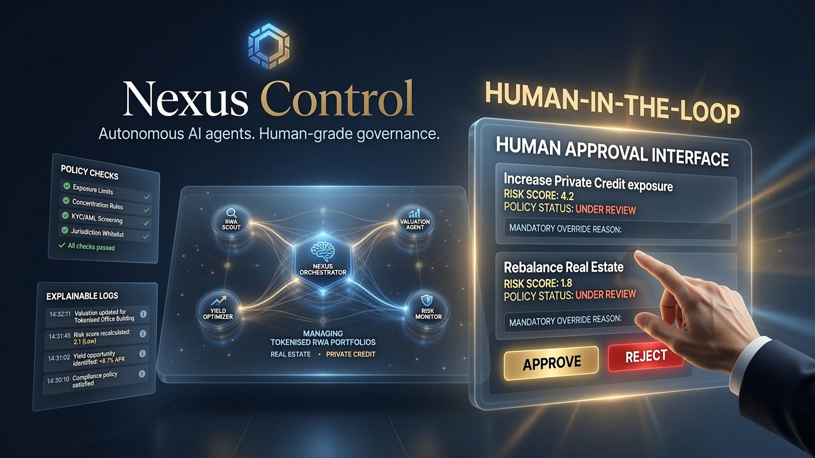 Human-in-the-loop approval interface for risk-scored AI portfolio actions